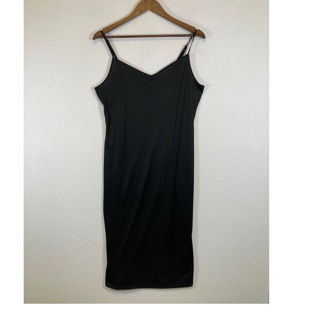 Steve‎ Madden Slip Dress Women Large Black V-Neck Adjustable Straps